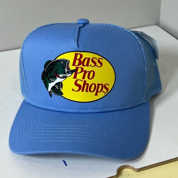 NWT Brand New Bass Pro Shop Light Blue Mesh Back Trucker Har Cap Unisex - Picture 1 of 8